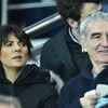 Estelle Denis et son compagnon Raymond Domenech dans les tribunes lors du match de quart de finale de la Coupe de Ligue opposant le Paris Saint-Germain à l'AS Saint-Etienne au Parc des Princes à Paris, France. © Giancarlo Gorassini/Bestimage
