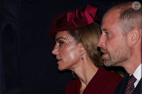 Le prince et la princesse de Galles (Le prince William, prince de Galles et Catherine « Kate » Middleton, princesse de Galles) lors du cortège en calèche vers le château de Windsor, dans le Berkshire, avant la cérémonie d'accueil le premier jour de la deuxième visite officielle du président américain au Royaume-Uni. Date de la photo : mercredi 17 septembre 2025.