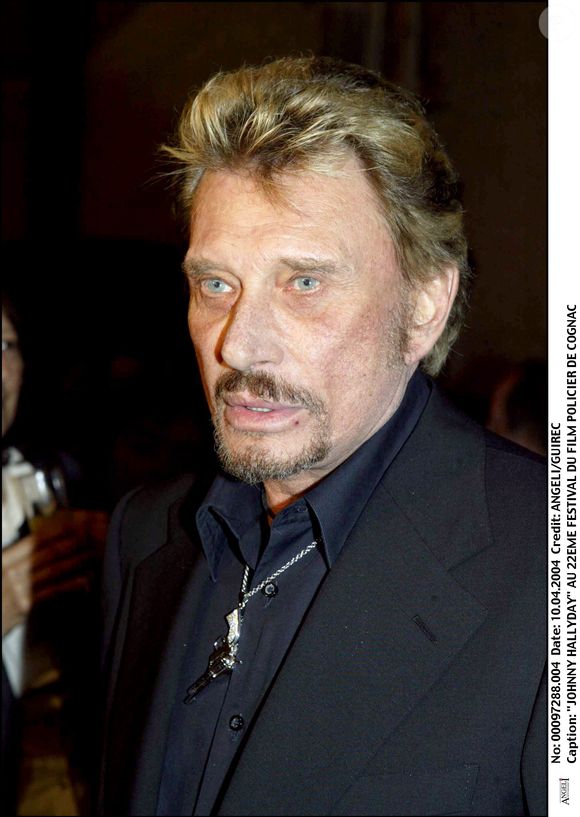 Johnny Hallyday au 22ᵉ Festival du film policier de Cognac le 10 avril 2004. © ANGELI-GUIREC / BESTIMAGE
