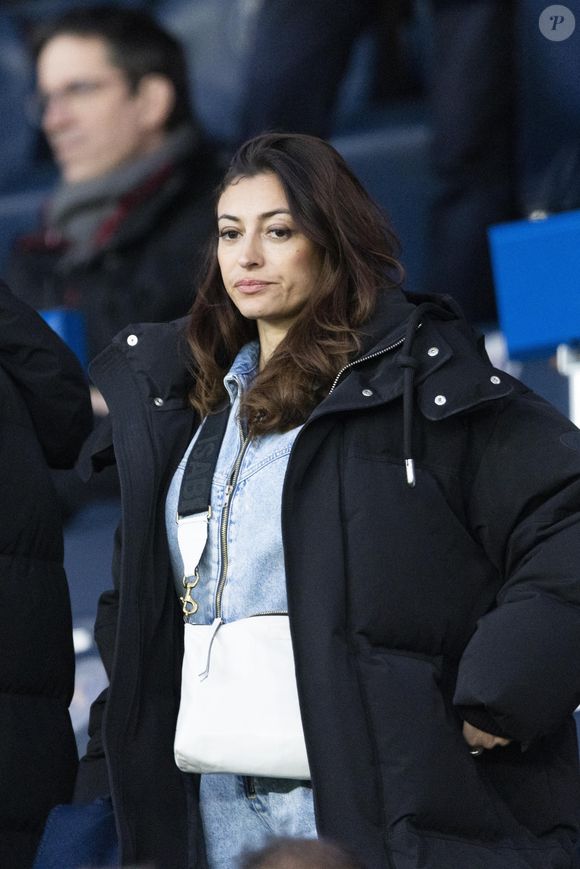 Rachel Legrain-Trapani (Miss France 2007) dans les tribunes du match PSG Vs Lorient (5-1) au Parc des Princes à Paris le 3 avril 2022. © Agence/Bestimage
