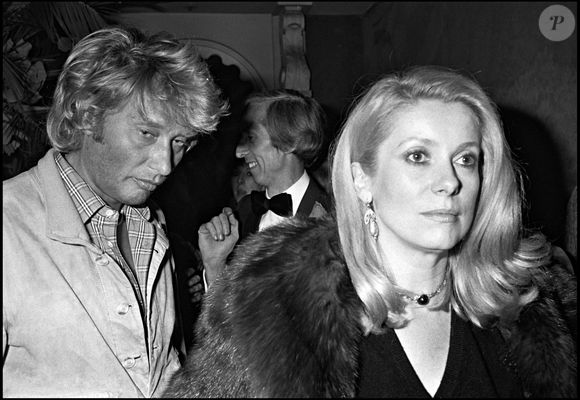 Johnny Hallyday et Catherine Deneuve en soirée à Paris le 6 novembre 1980. © Bestimage