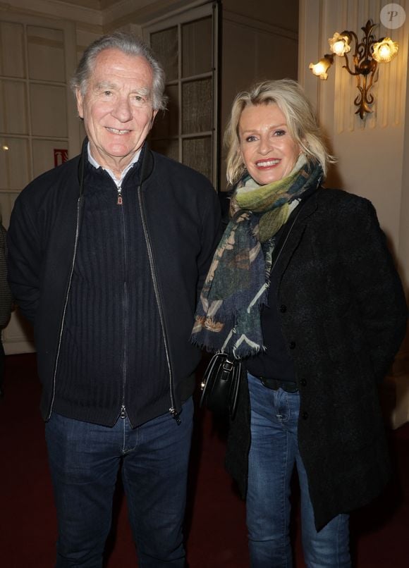 Exclusif - William Leymergie et sa compagne Sophie Davant - 50ème de la pièce "Lyly" avec M. Bernier et F. Perrin au théâtre de Paris le 27 mars 2025. © Coadic Guirec/Bestimage