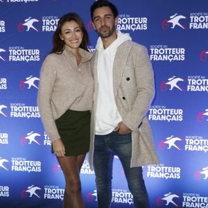 Rachel Legrain-Trapani (Miss France 2007) avec son fiancé Valentin Léonard - Prix de France Speed Race 2024 à l'Hippodrome de Vincennes le 11 février 2024. © Marc Ausset-Lacroix/Bestimage