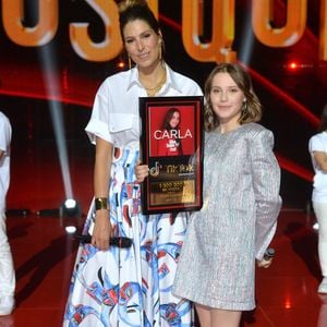 Exclusif - Scène - Laury Thilleman et La chanteuse Carla (Carla Lazzari) - Enregistrement de l'émission "Tous ensemble pour la musique" pour la fête de la musique 2020 à l'AccorHotels Arena à Paris le 18  juin 2020.

© Cyril Moreau / Veeren Ramsamy / Bestimage