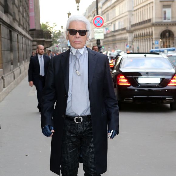 Karl Lagerfeld - Exposition Van Cleef & Arpels au musée des Arts décoratifs, en septembre 2012 .AGENCE / BESTIMAGE