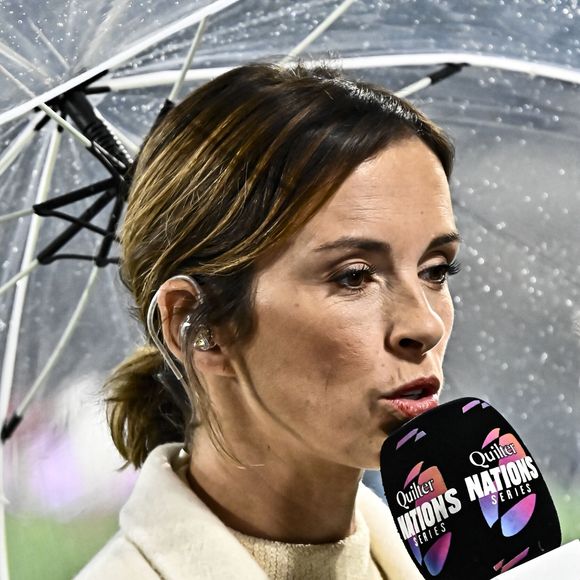 Isabelle Ithurburu presentatrice TF1 - Match de tournée d'automne "France - Fidji (34-21)" à Bordeaux, le 15 novembre 2025.