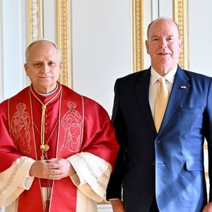 Le pape Léon XIV avec le prince Albert II de Monaco - Entretien au palais pricnier et photo officielle - Visite historique du pape Léon XIV à Monaco le 28 mars 2026.
© Bruno Bebert - Dominique Jacovides / Bestimage