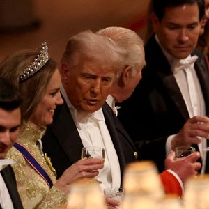 Donald Trump et Kate Middleton durant le banquet d'Etat organisé pour Donald et Melania Trump au château de Windsor. © PA Photo/ Bestimage