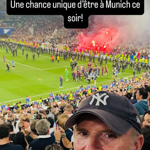 Denis Brogniart au stade du Munich en Allemagne pour la finale de la Ligue des Champions remportée par le PSG face à l'Inter Milan le 31 mai 2025 © Instagram