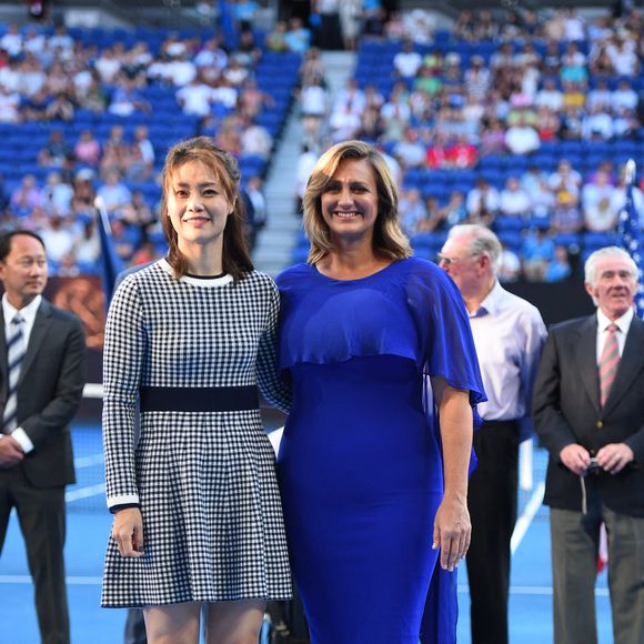Mary Pierce (FRA) et Li Na (CHI) ont été honorées sur le court alors qu'elles seront intronisées au Tennis Hall Of Fame en juillet prochain à Newport, au Melbourne Park à Melbourne, le 22 janvier 2019. Photo Corinne Dubreuil/ABACAPRESS.COM
