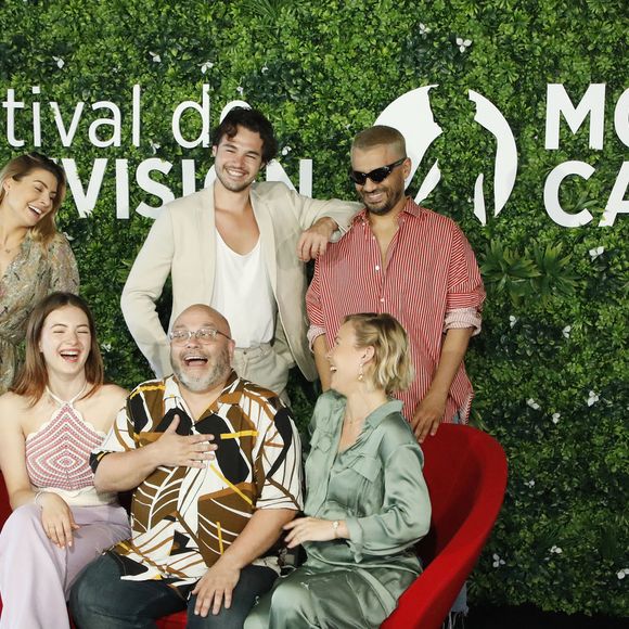 Candice Pascal, Elsa Bois, Anthony Colette, Yoann Riou, Emmanuelle Berne (enceinte), Hakim Ghorab au photocall de la série "Danse avec les stars" lors du 62ème Festival de Télévision de Monte-Carlo, à Monaco, le 18 juin 2023. © Denis Guignebourg/BestImage