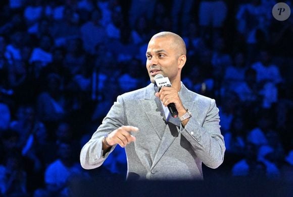 Tony Parker au match de préparation aux Jeux Olympiques Paris 2024 entre la France à la Serbie (67-79) à Decines-Charpieu, France, le 12 juillet 2024. © Frédéric Chambert/Panoramic/Bestimage