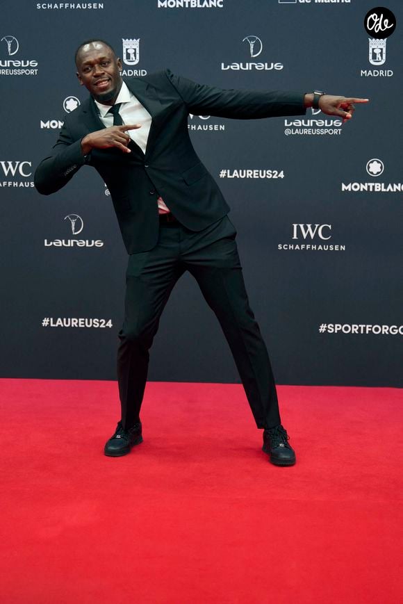 Usain Bolt assiste à la cérémonie des Laureus World Sports Awards 2024 à Madrid – Tapis rouge au Palacio de Cibeles, le 22 avril 2024