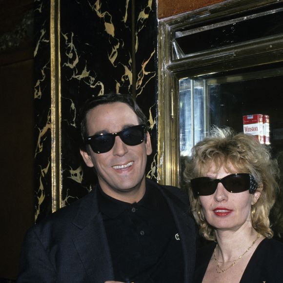En France, à Paris, dans la boite de nuit LE PALACE, Thierry Ardisson et Catherine Barma pour l'émission Lunettes noires pour nuits blanches