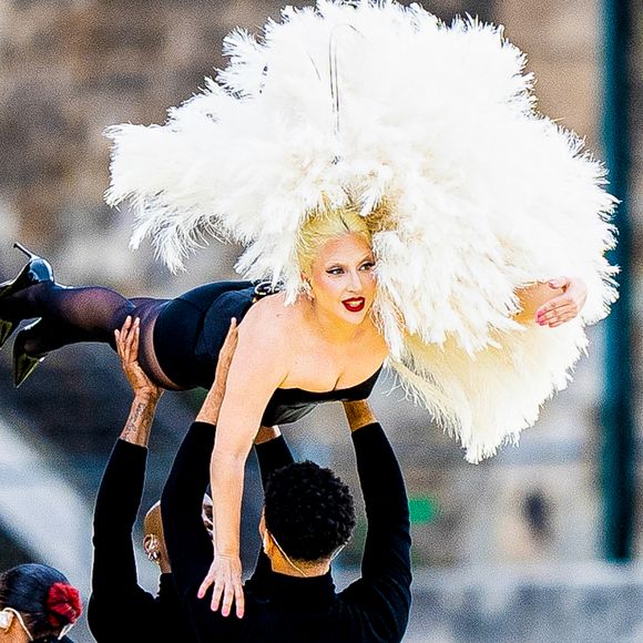Lady Gaga en répétition pour l'ouverture des jeux Olympiques (JO) de Paris 2024 sur la Seine à Paris, France. © Pierre Perusseau - Dominique Jacovides /Besrtimage