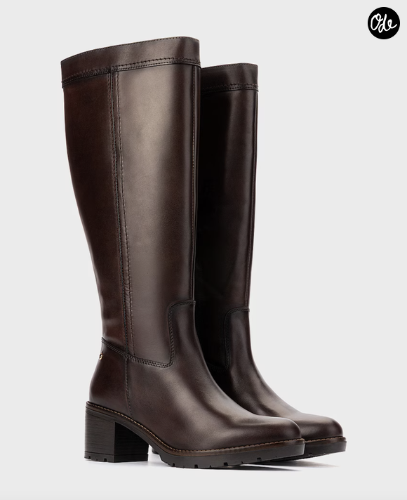 Bottes en cuir pour femme avec fermeture éclair - Marron foncé