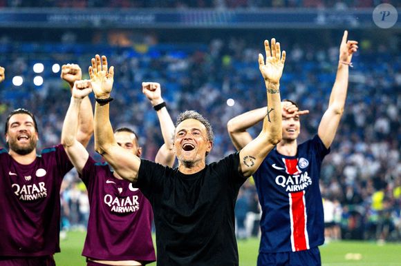 Luis Enrique (Paris Saint-Germain, Entraîneur, Cheftrainer) bejubelt den Sieg, GER, Paris Saint-Germain vs. Inter Mailand, Fussball, Herren, UEFA Champions League Finale Muenchen 2025, Spielzeit 2024/2025, 31.05.2025, Foto : Eibner-Pressefoto/Wolfgang Frank
