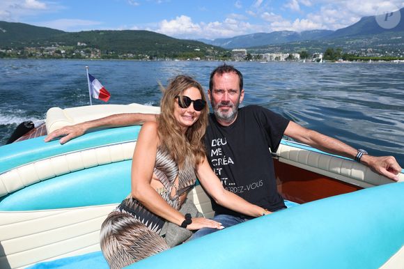 Exclusif - Christian Vadim et Nadeèe Meziat en Riva sur le Lac du Bourget lors de la 3ème édition du Festival du Cinema Français et de la gastronomie d'Aix-les-Bains, le 5 juin 2024. © Denis Guignebourg / Bestimage