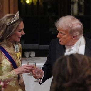 Donald Trump et Kate Middleton lors du banquet d'Etat organisé pour Donald et Melania Trump au château de Windsor. © PA Photo/ Bestimage