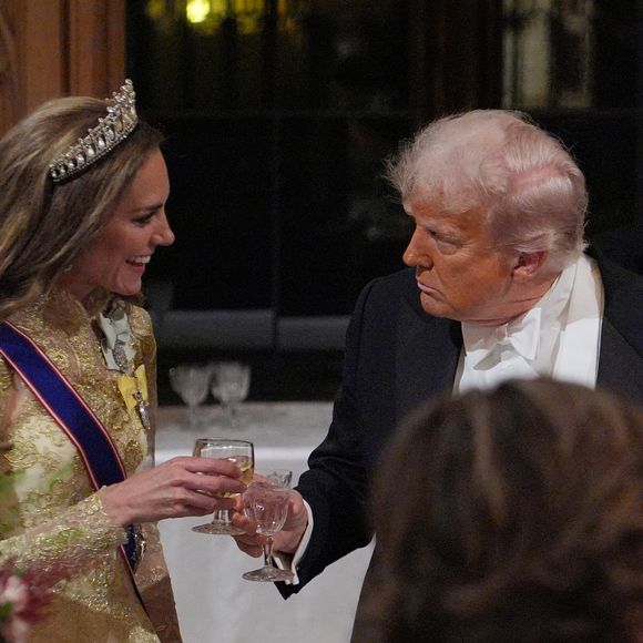 Donald Trump et Kate Middleton lors du banquet d'Etat organisé pour Donald et Melania Trump au château de Windsor. © PA Photo/ Bestimage