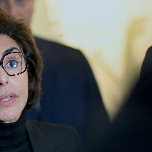 La ministre française de la Culture, Rachida Dati, annonce le soutien financier de l'Etat pour la rénovation et l'agrandissement du Musée de la Tapisserie de Bayeux, ainsi que pour la restauration de la tapisserie, le 31 janvier 2025 à Caen et Bayeux, Calvados, France. Photo par Franck Castel/ABACAPRESS.COM