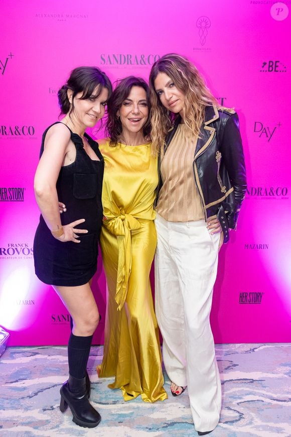 Exclusif - Hortense d'Estève, Sandra Sisley, Isabelle Funaro à la soirée "bal patché" à la suite Sandra & Co lors du Festival International des Séries de Cannes, Canneseries Saison 8, à l’hôtel JW Marriott Cannes le 26 avril 2025. © Aurelio Stella / William Sanches Tavares / Evenjoy / Bestimage