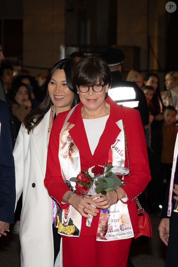 Marie (enceinte) Ducruet, la princesse Stéphanie de Monaco - Arrivées lors du 45ème Festival International du Cirque de Monte Carlo sous le chapiteau Fontvieille à Monaco le 20 janvier 2023. © Olivier Huitel/Pool/Bestimage
