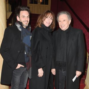 Stéfanie Jarre et son compagnon Laurent Arcaro et Michel Drucker - People à la générale du woman show "Vive Demain !" de Michèle Bernier au théâtre des Variétés à Paris le 28 janvier 2019. © Coadic Guirec/Bestimage