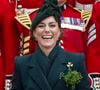 Elle explique ressentir "une reconnexion très spirituelle et très intense émotionnellement" quand elle se retrouve dans un lieu aussi magique.
Catherine (Kate) Middleton, princesse de Galles, colonel des Irish Guards, visite le régiment lors du défilé de la Saint-Patrick à la caserne Wellington de Londres, le 17 mars 2025.
Photo : Dana Press / Bestimage