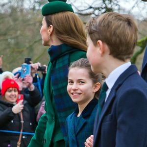 Catherine (Kate) Middleton, princesse de Galles, Princesse Charlotte, Prince George, - La famille royale britannique se rend à la messe de Noël à Sandringham le 25 décembre 2024.