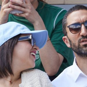 Jimmy Mohamed et sa femme Souailla - Célébrités dans les tribunes des Internationaux de France de tennis de Roland Garros 2024 à Paris le 26 mai 2024. © Moreau-Jacovides/Bestimage