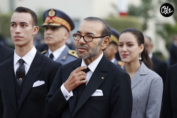 Accueil du président de la République française Emmanuel Macron et Brigitte Macron par le roi Mohammed VI à Rabat (Maroc), le 28 octobre 2024. © Ludovic Marin / Pool / Bestimage