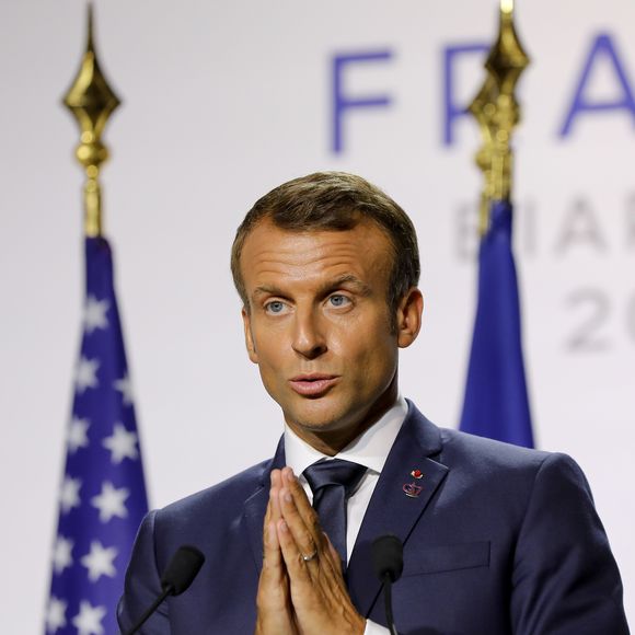 Conférence de presse commune du président Emmanuel Macron et du président Donald Trump lors du sommet du G7 à Biarritz le 26 août 2019.

© Dominique Jacovides / Bestimage