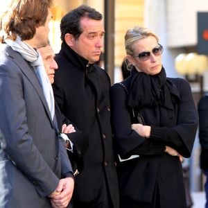 Estelle Lefébure et son compagnon Pascal Ramette  aux obsèques de Michel Pastor en l'église Saint-Charles à Monaco, le 6 février 2014.

Photo : Agence / Bestimage