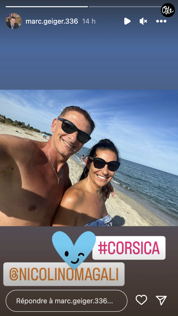 Magali Nicolino est âgée de 54 ans et est engagée dans la vie locale à Blotzheim.

Marc Geiger (Ça commence aujourd'hui) pendant ses vacances en Corse avec sa compagne Magali Nicolino. Instagram