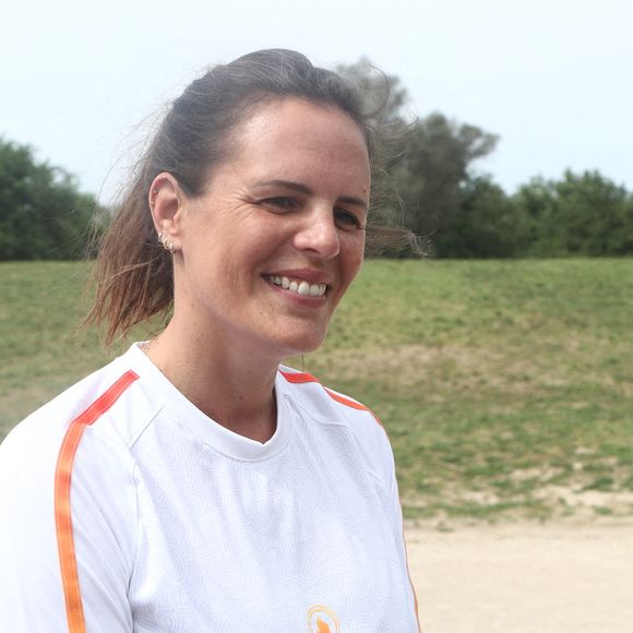 Laure Manaudou lors de la cérémonie d'allumage de la flamme olympique pour les Jeux Olympiques de Paris 2024 sur le site archéologique de l'ancienne Olympie, berceau des Jeux Olympiques antiques dans le sud de la Grèce, le 16 avril 2024. Photo by Eurokinissi/ABACAPRESS.COM