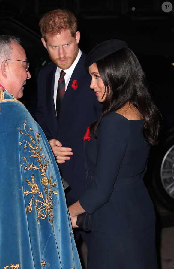 Le prince Harry, duc de Sussex, et Meghan Markle, duchesse de Sussex à l'abbaye de Westminster pour un service commémoratif pour le centenaire de la fin de la Première Guerre Mondiale à Londres, le 11 novembre 2018.

AGENCE / BESTIMAGE