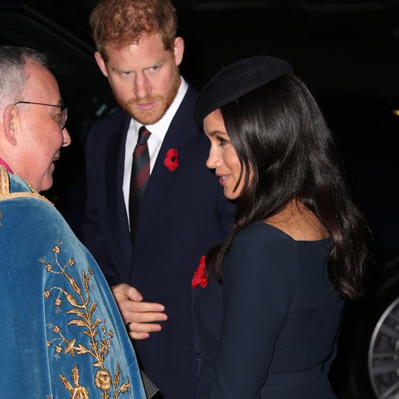 Le prince Harry, duc de Sussex, et Meghan Markle, duchesse de Sussex à l'abbaye de Westminster pour un service commémoratif pour le centenaire de la fin de la Première Guerre Mondiale à Londres, le 11 novembre 2018.

AGENCE / BESTIMAGE