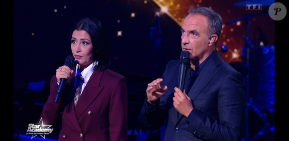 Karima Charni et Nikos Aliagas. lors du prime de la "Star Academy 2025" sur TF1 le 14 novembre 2025 sur TF1.