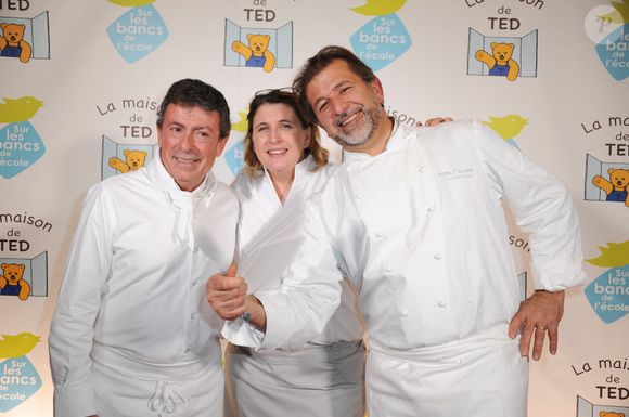 Christian Constant, Stephanie Le Quellec et Jean-Pierre Biffi arrivent au gala de charité pour l'autisme 'Sur les bancs de l'école' qui s'est tenu au Pavillon Gabriel, à Paris, France, le 7 novembre 2016. Photo par Mireille Ampilhac/ABACAPRESS.COM