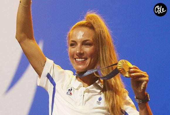 Pauline Ferrand-Prévot, médaille d'or en VTT, au Club France lors des Jeux Olympiques Paris 2024. Le 28 juillet 2024
© Jonathan Rebboah / Panoramic / Bestimage