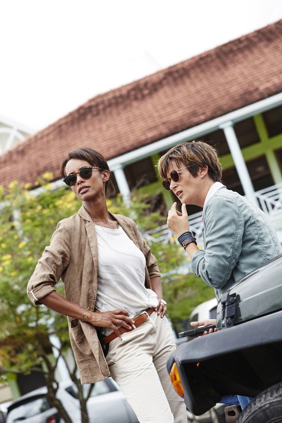 Exclusif -  Sonia Rolland et Béatrice De la Boulaye sur le tournage de la série "Tropiques criminels" en Martinique diffusée le 22 novembre sur France 2. Le 8 mai 2019
© Sylvie Castioni / Bestimage