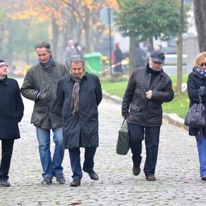 Michel Blanc, Thierry Lhermitte, Christian Clavier, Gerard Jugnot et Marie-Anne Chazel - Exclusif - Inhumation definitive de Tsilla Chelton alias 'Tatie Danielle' suite a son deces en date du 15/07/2012 au cimetiere du Pere Lachaise a Paris le 16 Novembre 2012.