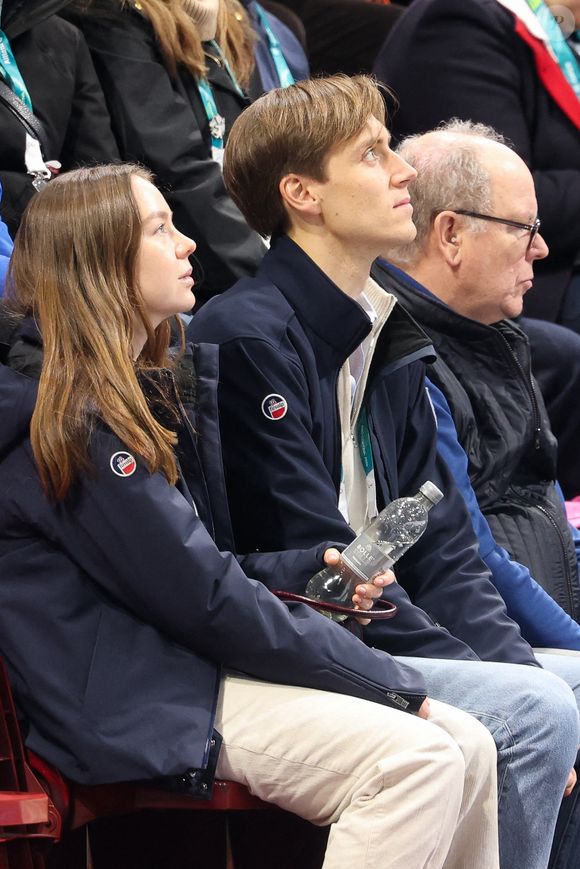 Le Prince Albert II de Monaco avec la Princesse Alexandra de Hanovre et son petit ami Ben Sylvester Strautmann assistent au programme court du patinage simple masculin lors de la quatrième journée des Jeux Olympiques d'hiver de Milano Cortina 2026 au Milano Ice Skating Arena le 10 février 2026 à Milan, Italie. Photo par Alexis Jumeau/ABACAPRESS.COM