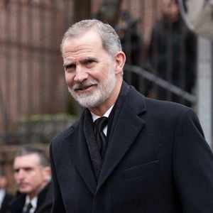 Le roi Felipe VI d'Espagne - Les obsèques de la princesse Irène de Grèce et de Danemark en la cathédrale orthodoxe grecque Saint-André-et-Saint-Démétrius. Madrid - 17 janvier 2026