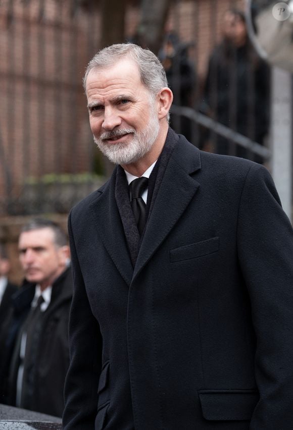 Le roi Felipe VI d'Espagne - Les obsèques de la princesse Irène de Grèce et de Danemark en la cathédrale orthodoxe grecque Saint-André-et-Saint-Démétrius. Madrid - 17 janvier 2026