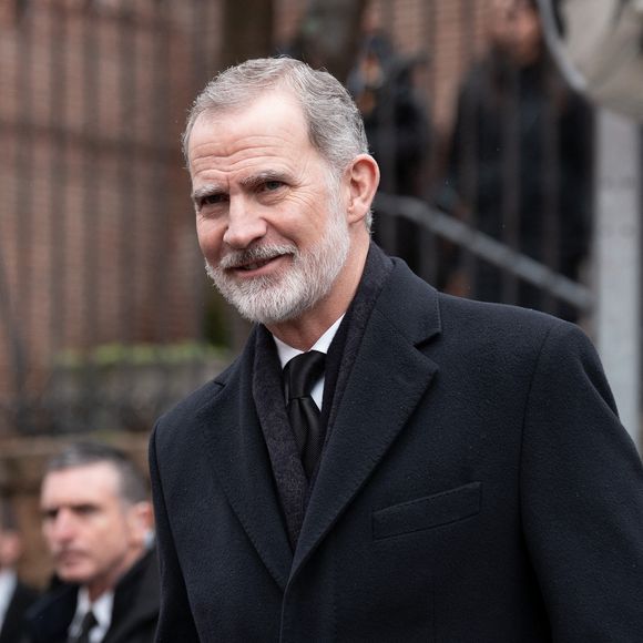 Le roi Felipe VI d'Espagne - Les obsèques de la princesse Irène de Grèce et de Danemark en la cathédrale orthodoxe grecque Saint-André-et-Saint-Démétrius. Madrid - 17 janvier 2026
