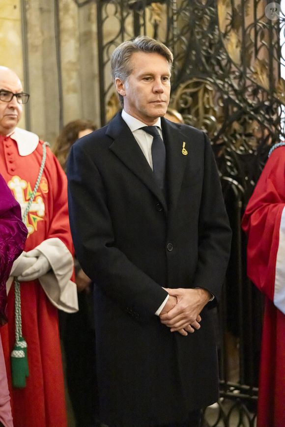 EXCLUSIF - S.A.S. Emanuele Filiberto Prince de Savoie et de Venise assiste à une messe solennelle célébrée par Mgr. Franco Lovignana, archevêque d'Aoste, la cérémonie se déroule en l'honneur des derniers souverains italiens Umberto II et Maria Jose d'Italie le 15 mars 2025 à Hautecombe, France. Photo by Marco Piovanotto/ABACAPRESS.COM
