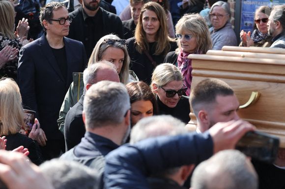Audrey Salomone - Sorties des obsèques de Bruno Salomone en l'église Sainte-Anne de Polangis de Joinville-le-Pont (Val-de-Marne) le 23 mars 2026. © Cyril Moreau - Dominique Jacovides / Bestimage