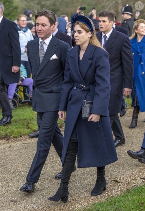 La princesse Beatrice d’York et son mari Edoardo Mapelli Mozzi, - Members of the Royal Family attend Christmas Day service at St Mary Magdalene Church in Sandringham, Norfolk